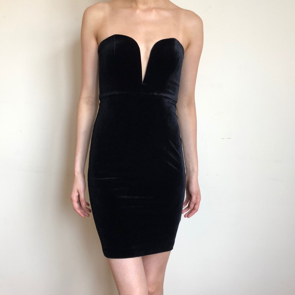 Black velvet Low plunge dress